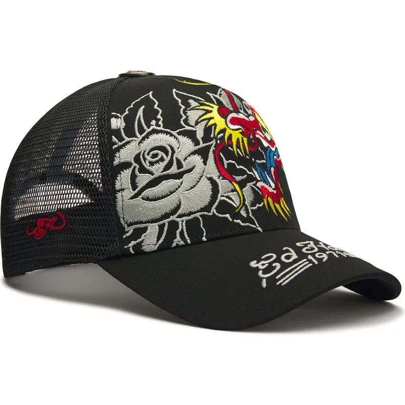 ed-hardy-dragon-and-roses-graphic-black-trucker-hat