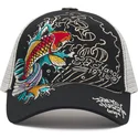 cepur-izliekta-truckeris-melns-snapback-1971-koi-fish-no-ed-hardy