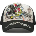 cepur-izliekta-truckeris-balts-snapback-tattoo-eagle-graphic-no-ed-hardy