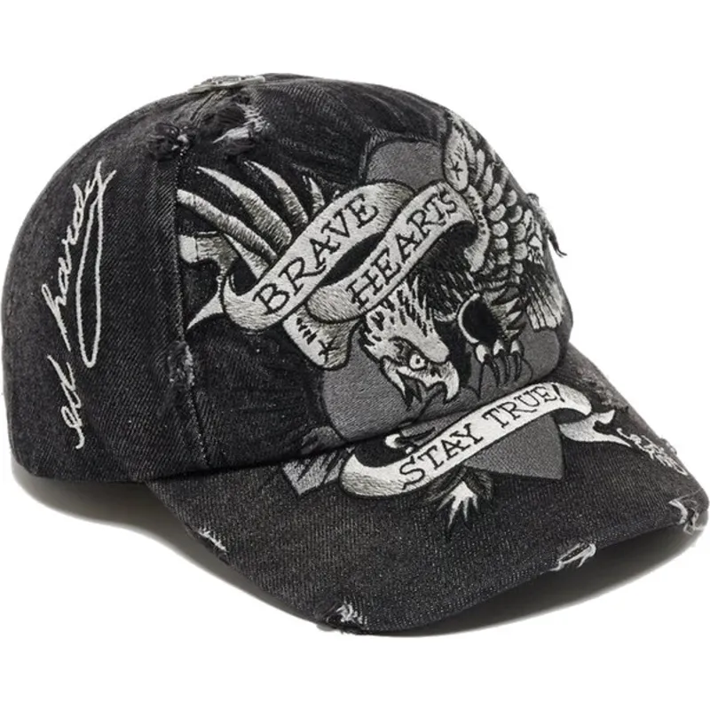 cepur-izliekta-melns-regulejams-brave-hearts-no-ed-hardy