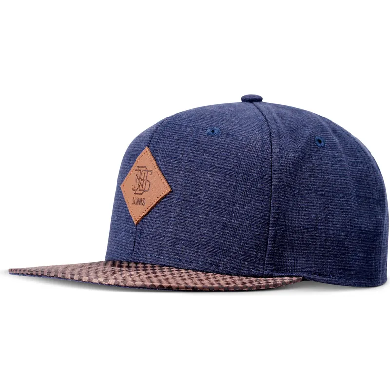 djinns-flat-brim-glencheck-navy-blue-adjustable-cap