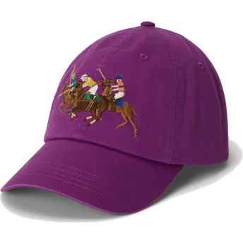 Cepur izliekta violets regulējama lente Twill Triple Pony no Polo Ralph Lauren