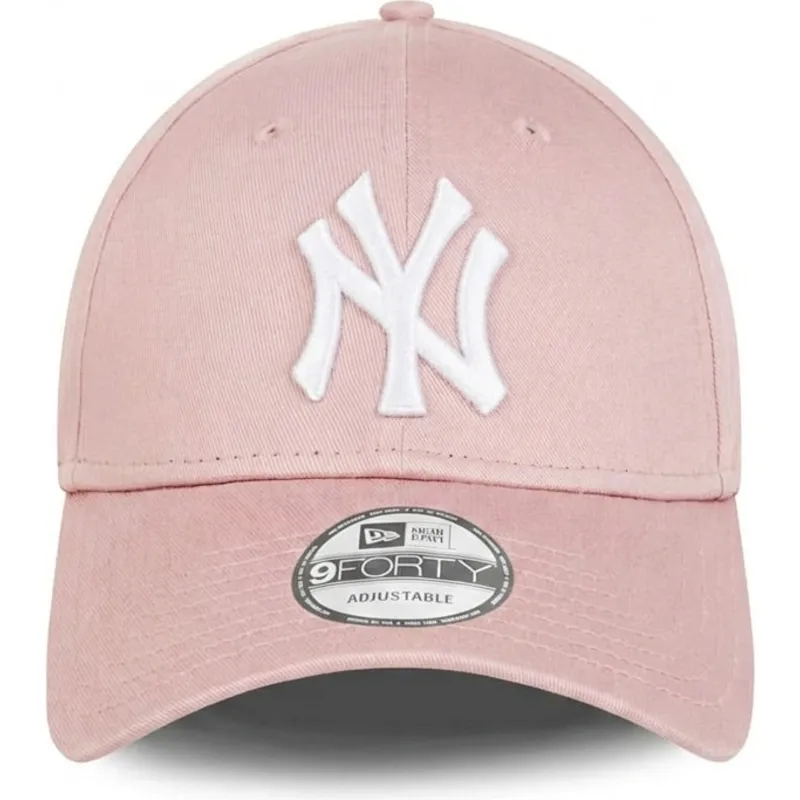 gorra-curva-rosa-claro-ajustable-con-logo-blanco-9forty-league-essential-de-new-york-yankees-mlb-de-new-era