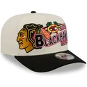 casquette-courbee-beige-et-noire-snapback-9fifty-a-frame-classic-chicago-blackhawks-nhl-new-era