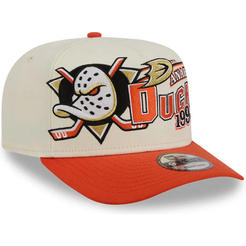 beige-und-orange-gebogene-snapback-kappe-9fifty-a-frame-classic-der-anaheim-ducks-nhl-von-new-era