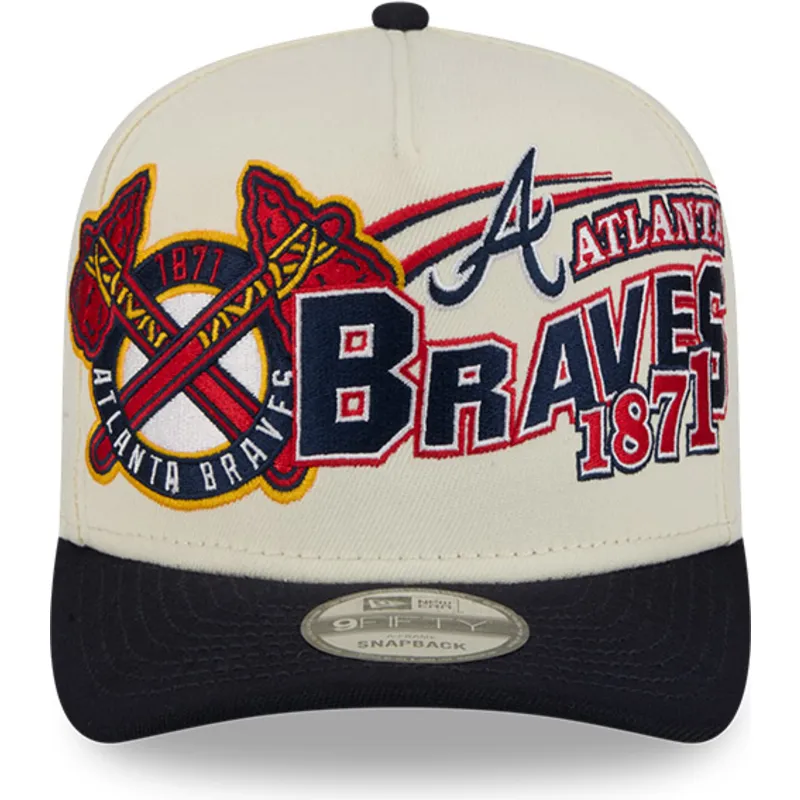 casquette-courbee-beige-et-noire-snapback-9fifty-a-frame-classic-atlanta-braves-mlb-new-era