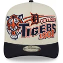 beige-und-marineblaue-gebogene-snapback-kappe-9fifty-a-frame-classic-der-detroit-tigers-mlb-von-new-era