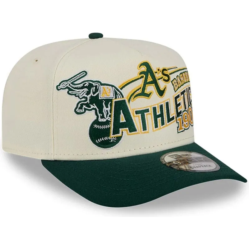 gorra-curva-beige-y-verde-snapback-9fifty-a-frame-classic-de-oakland-athletics-mlb-de-new-era