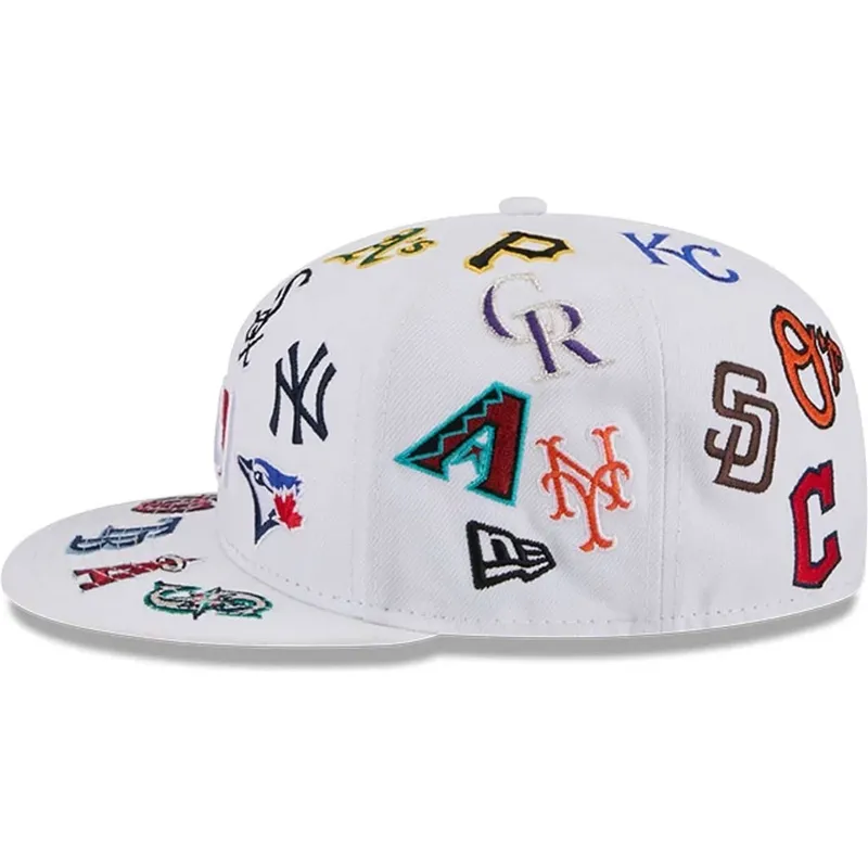 casquette-plate-blanche-ajustee-59fifty-all-over-mlb-new-era