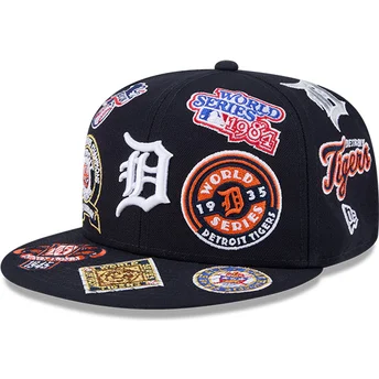 Cap plakana navy blue ajustada 59FIFTY All Over no Detroit Tigers MLB no New Era