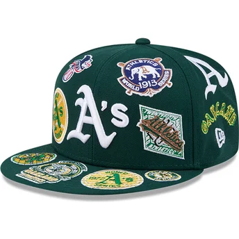 Cap plakana green ajustada 59FIFTY All Over no Oakland Athletics MLB no New Era