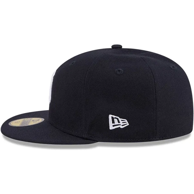 marineblaue-anliegende-59fifty-hidden-hit-flat-cap-der-new-york-yankees-mlb-von-new-era