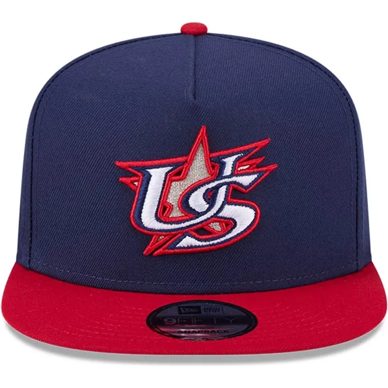 new-era-flat-brim-9fifty-a-frame-usa-2026-world-baseball-classic-navy-blue-and-red-snapback-cap