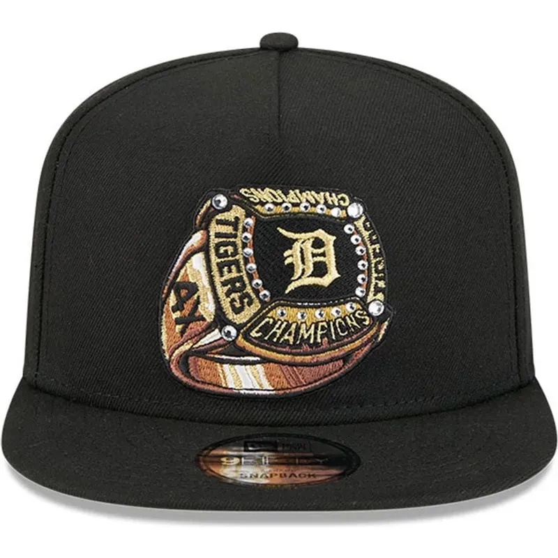 cepur-plakana-melns-snapback-9fifty-a-frame-ring-no-detroit-tigers-mlb-no-new-era