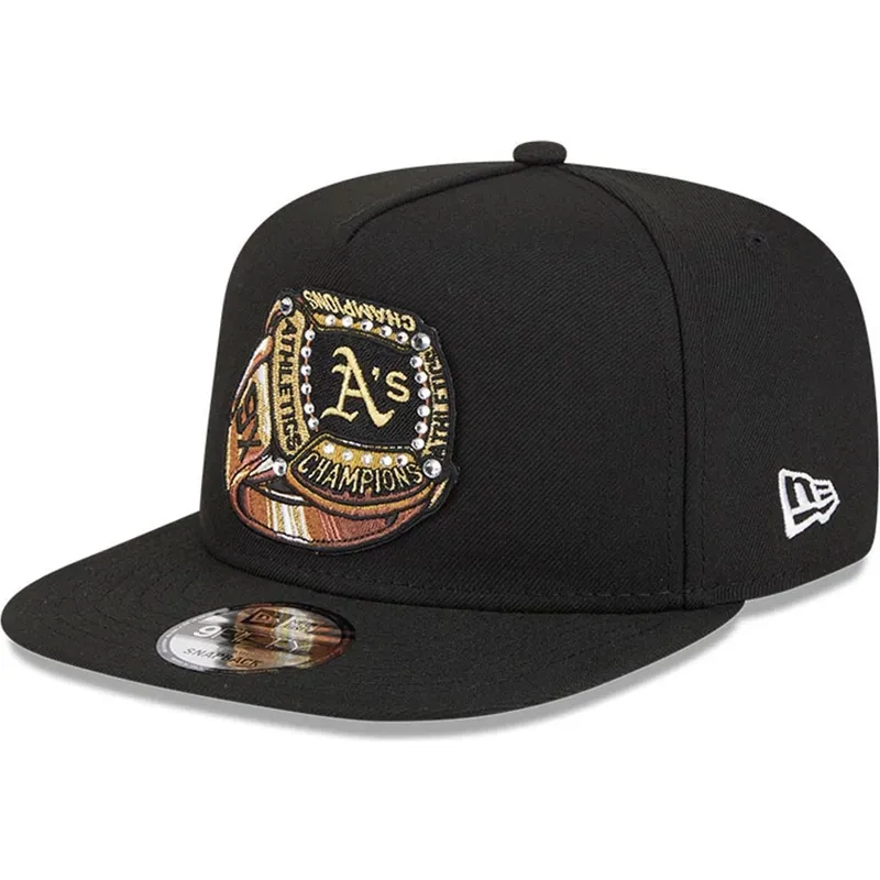 cepur-plakana-melns-snapback-9fifty-a-frame-ring-no-oakland-athletics-mlb-no-new-era