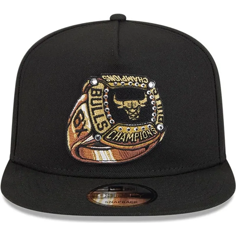 cepur-plakana-melns-snapback-9fifty-a-frame-ring-no-chicago-bulls-nba-no-new-era