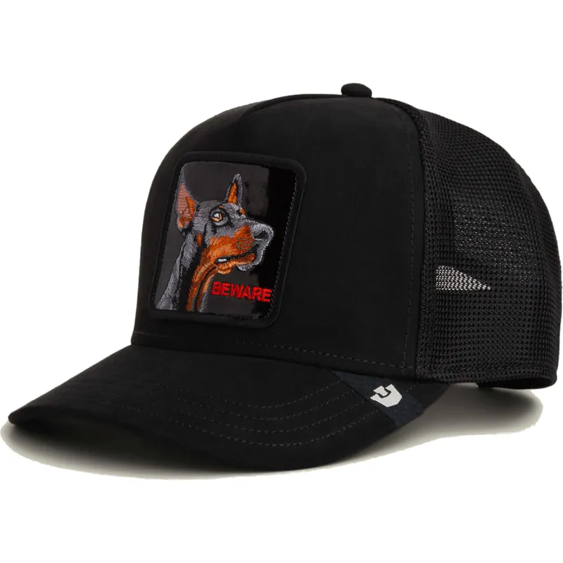 cepur-izliekta-truckeris-melns-snapback-black-out-doberman-metallic-the-farm-no-goorin-bros
