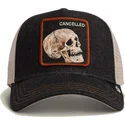 cepur-izliekta-truckeris-melns-snapback-cancelled-denim-skull-the-farm-no-goorin-bros