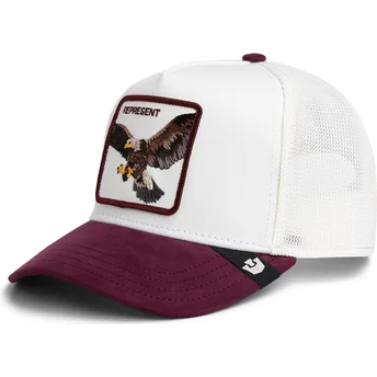 Cepur izliekta truckeris sarkans snapback Represent Microsuede Eagle The Farm no Goorin Bros.