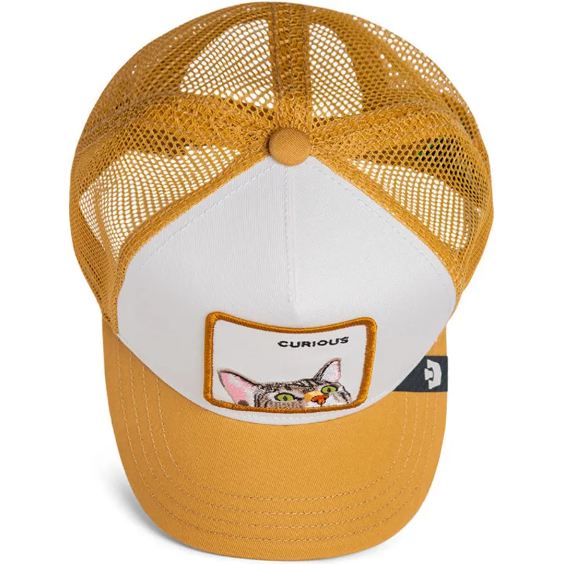 casquette-trucker-marron-pour-enfant-chat-curious-cat-mini-the-farm-goorin-bros