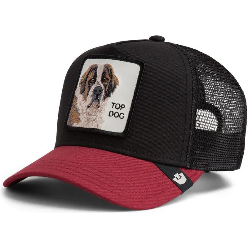 czapka-trucker-czarna-i-czerwona-pies-crush-top-dog-the-farm-od-goorin-bros