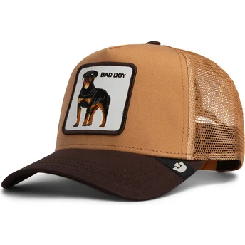 Braune Trucker-Kappe für Jungen Hund Rottweiler Bad Boy Mini The Farm von Goorin Bros.
