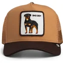 gorra-trucker-marron-para-nino-perro-rottweiler-bad-boy-mini-the-farm-de-goorin-bros