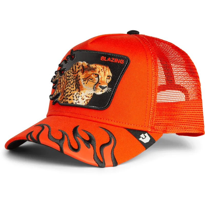 trucker-cap-orange-gepard-blazing-flames-the-farm-von-goorin-bros