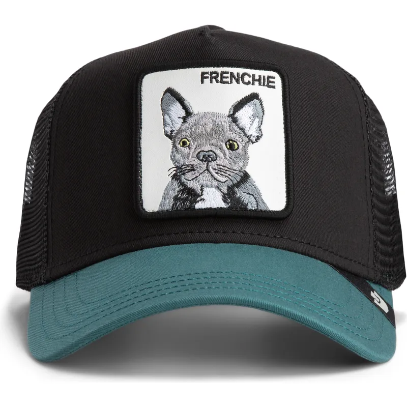 truckerkeps-svart-och-gron-hund-fransk-bulldog-frenchie-the-farm-fran-goorin-bros