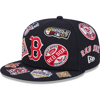 Cap plakana navy blue ajustada 59FIFTY All Over no Boston Red Sox MLB no New Era