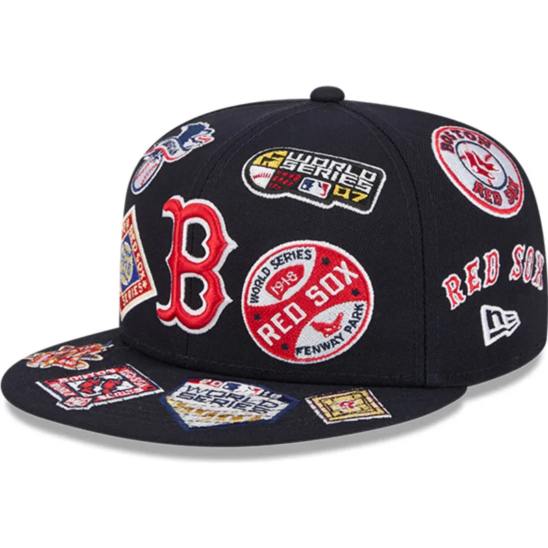 casquette-plate-bleue-marine-ajustee-59fifty-all-over-boston-red-sox-mlb-new-era