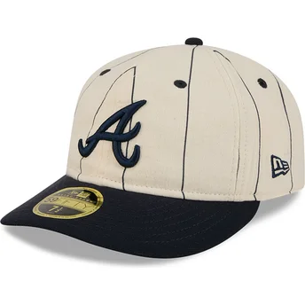 Cepur izliekta bēšs pieguļošs 59FIFTY Retro Crown Linen no Atlanta Braves MLB no New Era