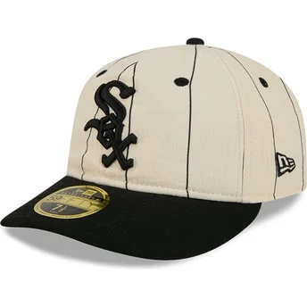 Cap plakana beige ajustada 59FIFTY Retro Crown Linen no Chicago White Sox MLB no New Era