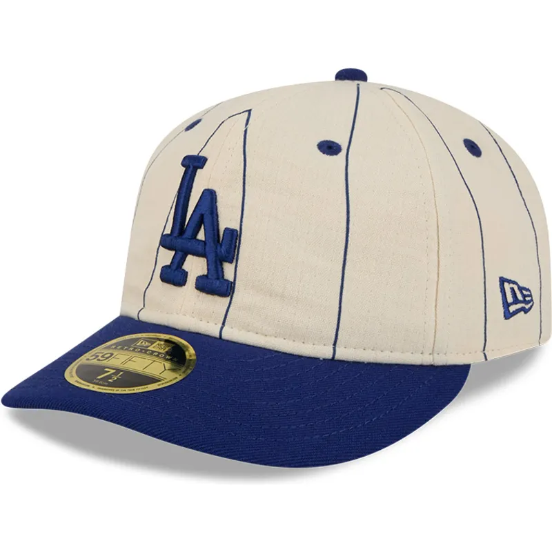 bezowa-dopasowana-czapka-z-zakrzywionym-daszkiem-59fifty-retro-crown-linen-los-angeles-dodgers-mlb-new-era