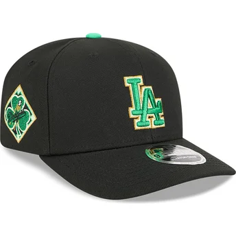 Schwarze gebogene Snapback-Kappe 9SEVENTY Stretch Snap Saint Patrick's Day der Los Angeles Dodgers MLB von New Era