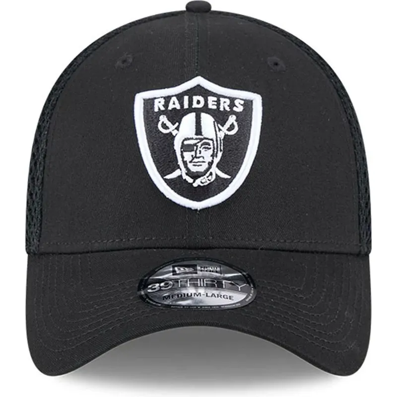 schwarze-enganliegende-39thirty-evergreen-neo-trucker-cap-der-las-vegas-raiders-nfl-von-new-era