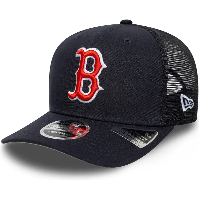 casquette-trucker-bleue-marine-9seventy-stretch-snap-evergreen-boston-red-sox-mlb-new-era