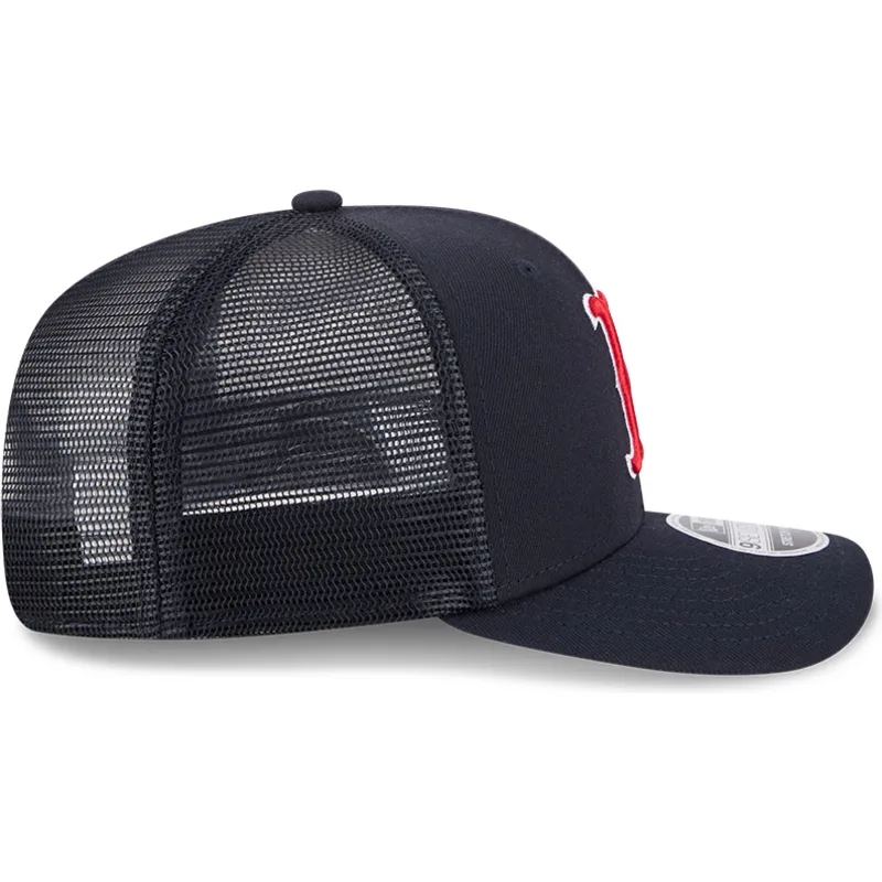 marineblaue-trucker-kappe-9seventy-stretch-snap-evergreen-der-boston-red-sox-mlb-von-new-era
