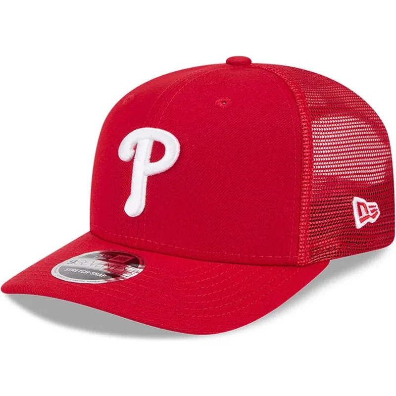 rote-trucker-kappe-9seventy-stretch-snap-evergreen-der-philadelphia-phillies-mlb-von-new-era