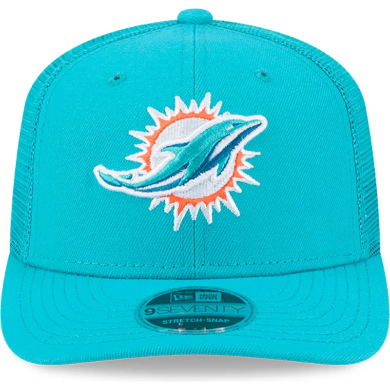 casquette-trucker-bleue-9seventy-stretch-snap-evergreen-miami-dolphins-nfl-new-era