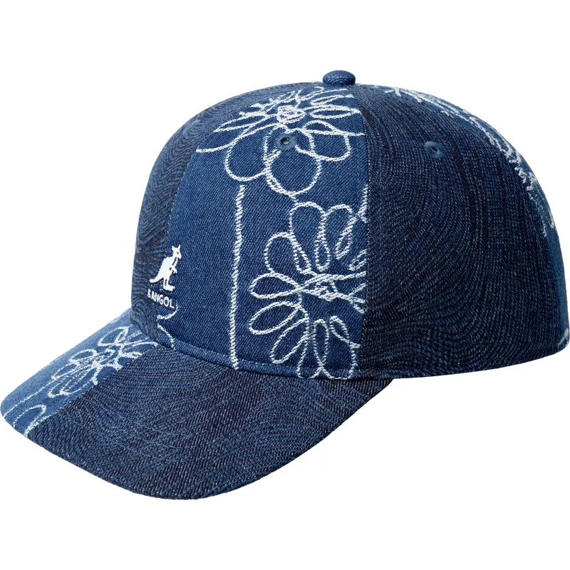 marinbla-bojd-justerbar-keps-denim-mashup-medium-blue-floral-fran-kangol