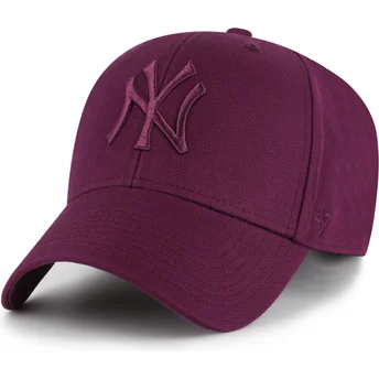 Gebogene weinrote Snapback-Kappe mit weinrotem MVP-Logo der New York Yankees MLB von 47 Brand