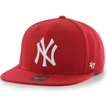 Casquette plate rouge snapback Captain No Shot New York Yankees MLB 47 Brand