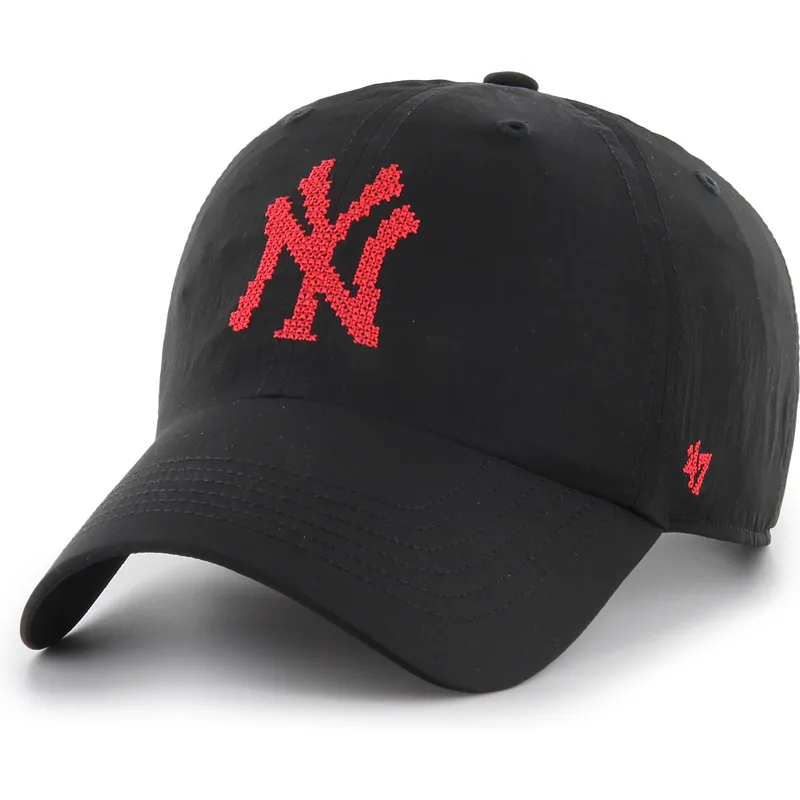 schwarze-verstellbare-curved-cap-clean-up-eight-bit-hero-der-new-york-yankees-mlb-von-47-brand