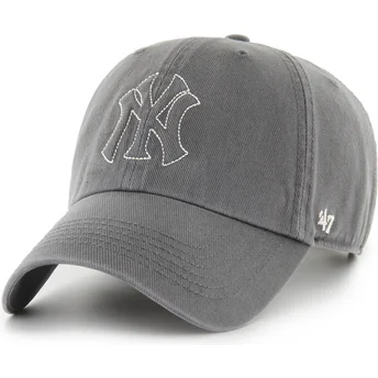 47 Brand Curved Brim Clean Up Trailer New York Yankees MLB Grey Adjustable Cap