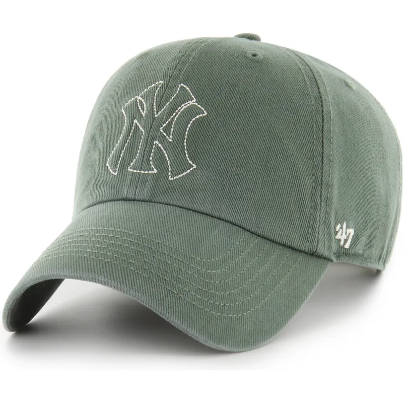 grune-verstellbare-curved-cap-clean-up-trailer-der-new-york-yankees-mlb-von-47-brand