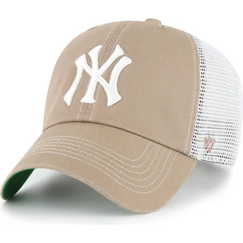 Braune Trucker-Kappe Clean Up Trawler der New York Yankees MLB von 47 Brand