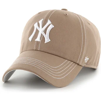 Brun böjd justerbar keps Clean Up Contrast Stitch från New York Yankees MLB av 47 Brand