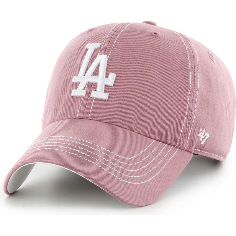 cap-izliekta-pink-adjustable-strap-clean-up-contrast-stitch-no-los-angeles-dodgers-mlb-no-47-brand