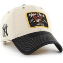 47-brand-curved-brim-clean-up-keepsake-new-york-yankees-mlb-beige-and-black-adjustable-cap